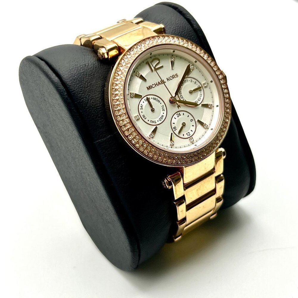 Michael Kors Rose Gold & Crystals Ladies Watch Extra Links &Working - Picture 3 of 11